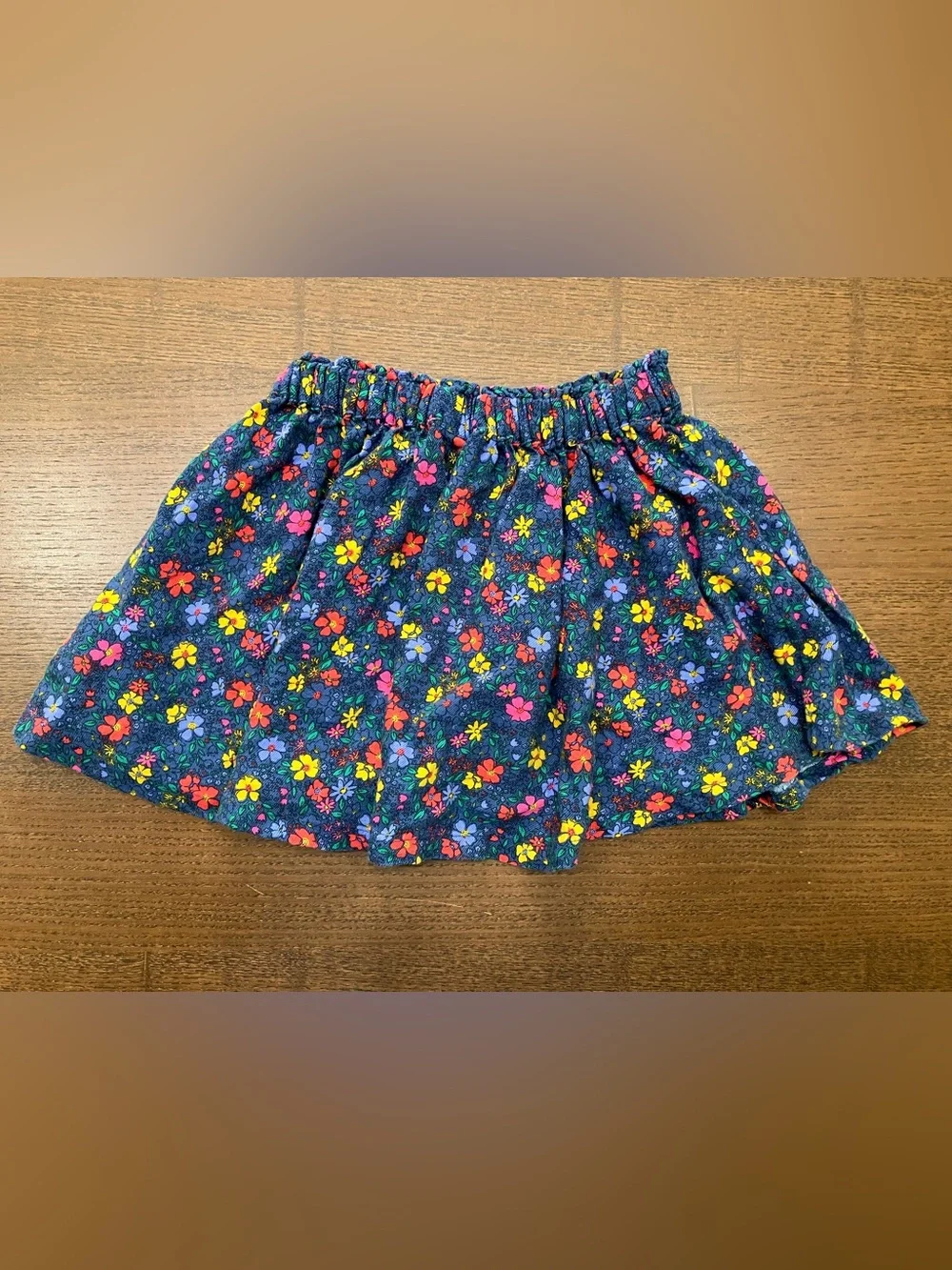 Old Navy Navy Floral Elastic Waist Skirt with Bright Blooms